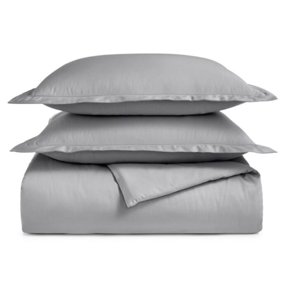 Charter Club Damask Solid 3 Piece King Duvet Set Smoke Grey